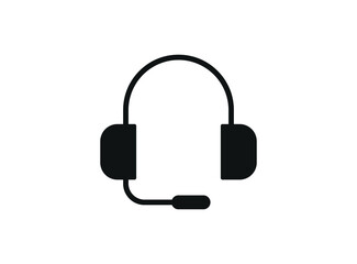 Headset simple flat icon. Headset for support and service, Isolated vector illustration.