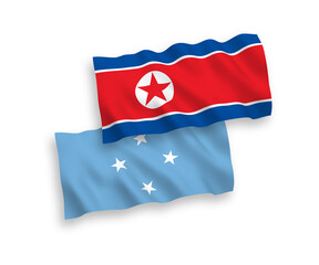 Flags of North Korea and Federated States of Micronesia on a white background