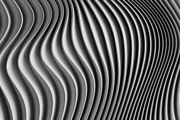 3d illustration of a stereo white  strip . Geometric stripes similar to waves. Abstract   glowing crossing lines pattern