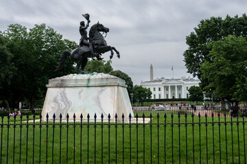 View of the Lafayette Square Statue with the White House in the Background