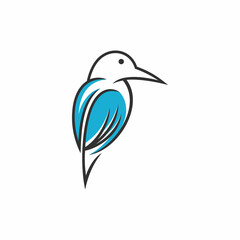 Bird line art logo design template