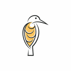 Bird line art logo design template