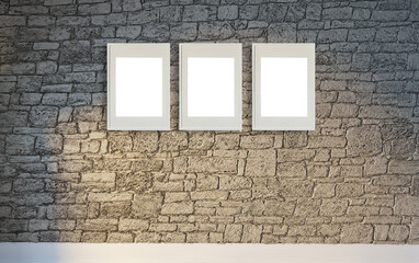 brick stone wall interior design for home, office, hotel and bedroom. 3D illustration