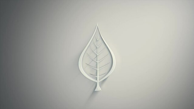 Abstract Gold Leaf Icon Drawing Reveal Animation/ 4k animation of an abstract ink painted leaf icon revealing animation background