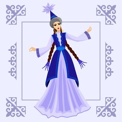 Vector image of a dancing girl on the background of an ornament
