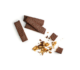 Chocolate Wafers Isolated, Wafer Biscuits Coated in Chocolate