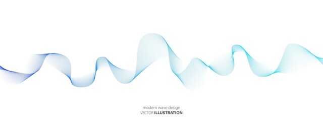 Vector blue abstract wave symbol. Texture of chaotic lines. Color energy flow. Music track. Heart rate. Background  presentation, screensaver, science, technology, social networks, business. © Olga
