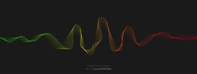 Vector abstract wave symbol. Texture of chaotic lines. LED strip. Glowing stripes. Heart rate.  Milky Way. Background for presentation, screensaver, science, technology, social networks, business.
