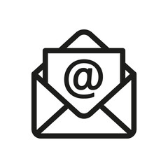 Envelope Open Message or email icon. outline illustration. - obrazy, fototapety, plakaty