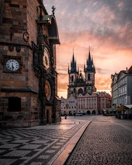 Foto op Canvas prague, church, architecture, tower, cathedral, czech, europe, building, gothic, city, old, town, travel, tyn, history, landmark, religion, castle, czech republic, bohemia, square, tourism, republic © PhiHung