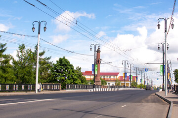 Fototapeta na wymiar Vitebsk, Belarus- Juny 17, 2022: the Kirov bridge or Kirovsky bridge in the historical center of Vitebsk