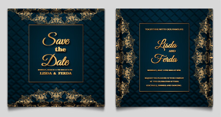 luxury save the date wedding invitation card template set