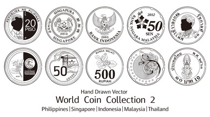 Hand Drawn Vector World Coin Collection 2 © Cirdan