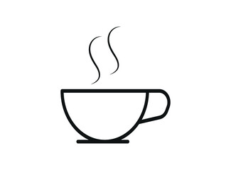 cup of coffee tea with steam line icon black on white