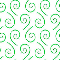 Curls seamless pattern. Watercolor illustration. Isolated on a white background.