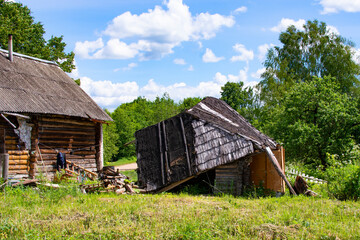 an old abandoned wooden house in the village