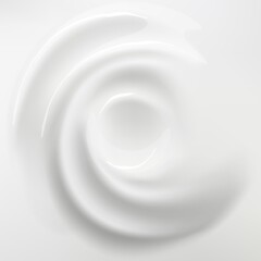 White cream background. Swirl blended mousse. Cosmetic or dairy product. Liquid spirals top view. Creamy whirlpool. Whipped vanilla dessert. Smooth vortex with twirls. Vector concept - obrazy, fototapety, plakaty