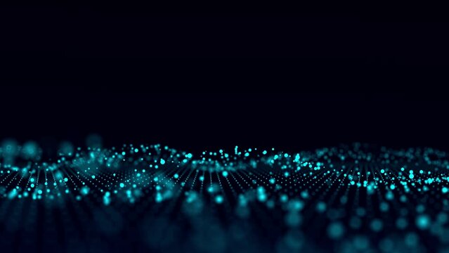 Music wave of particles and lines. Big data visualization. Abstract background with a dynamic wave. 3d rendering.