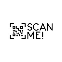 Scan me. QR code pixel perfect, editable stroke line icon
