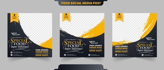 Special delicious culinary food menu or restaurant promotion menu for social media post square flyer banner template