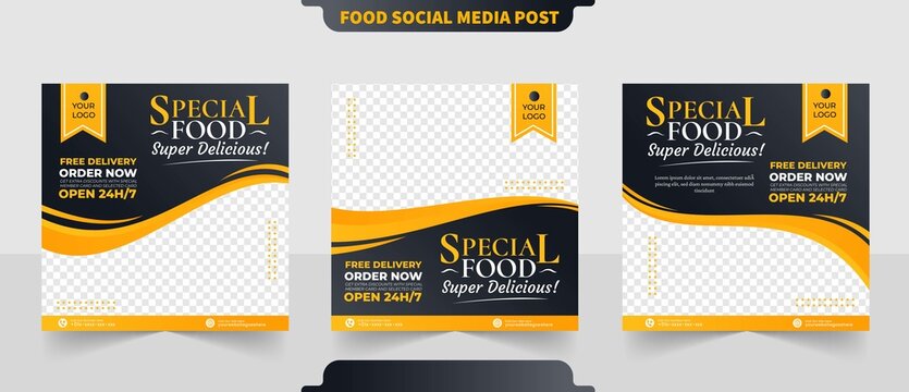 Special food delicious restaurant promotion menu content for social media post and facebook square flyer banner template