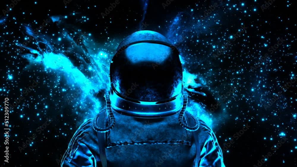 Wall mural astronaut in outer space. cosmonaut in spacesuit. weightlessness. galaxy.