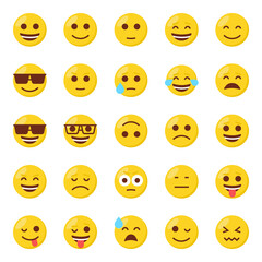 Flat color icons for emoticon emojis.