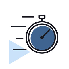Fast delivery vector icon. Stopwatch with speed