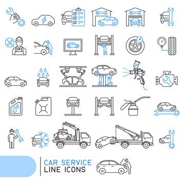 car service line icons