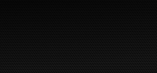 Naklejka premium Black grid background. Abstract metallic surface with holes backdrop. Perforated black metal material texture. Urban style vector illustration.