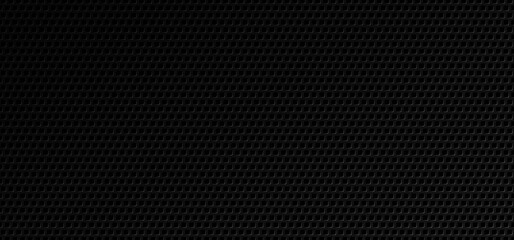 Black grid background. Abstract metallic surface with holes backdrop. Perforated black metal material texture. Urban style vector illustration.