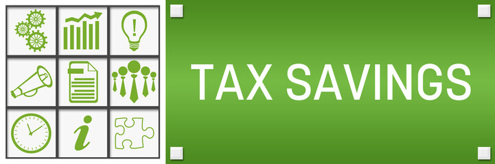 Tax Savings Green Business Symbols Grid Left 