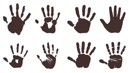 Fotobehang Set of male hand print silhouettes. Handprint silhouette (8 pieces) © Pro_Art