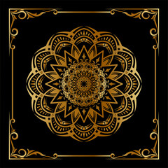mandala vector with classic frame, elegant gold color