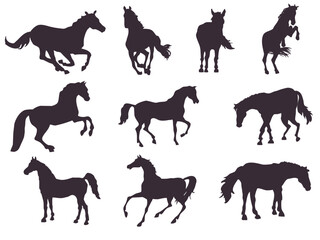 Set of horse silhouettes (10 pieces)