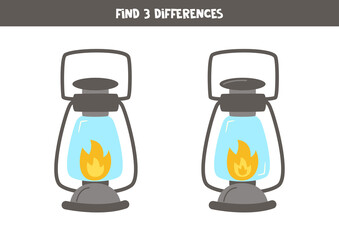 Find three differences between two cartoon lanterns.