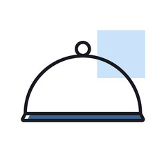 Cloche, food tray vector icon. Kitchen appliance