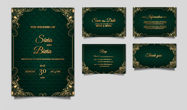 luxury save the date wedding invitation card template design set