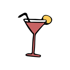 cocktail icon. Doodle vector illustration with cocktail