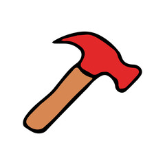 hammer icon. Doodle vector illustration with hammer