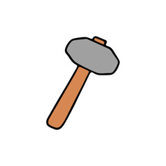 hammer icon. Doodle vector illustration with hammer