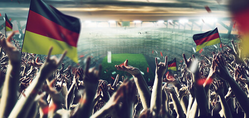 Fußball Deutschland Fans in einem Stadion - obrazy, fototapety, plakaty