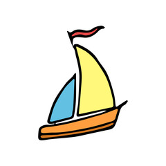 boat icon. Doodle vector illustration with boat