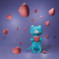 Light-blue cat with heart