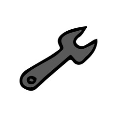 wrench icon. Doodle vector illustration with wrench