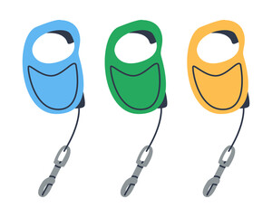 Leash roulette for walking a pet. Extendable dog leash. Flat vector illustration. Eps10