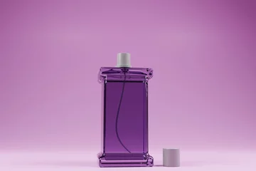 Foto op Aluminium purple perfume bottle mockup on 3d rendering © RIZ_design