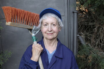 Senior woman working in cleaning services