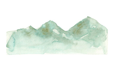 Green forest trees, mountains.