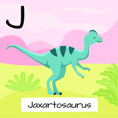 Jaxartosaurus dinosaur. Letter J. Children's alphabet education. Vector illustration of a prehistoric dinosaur.